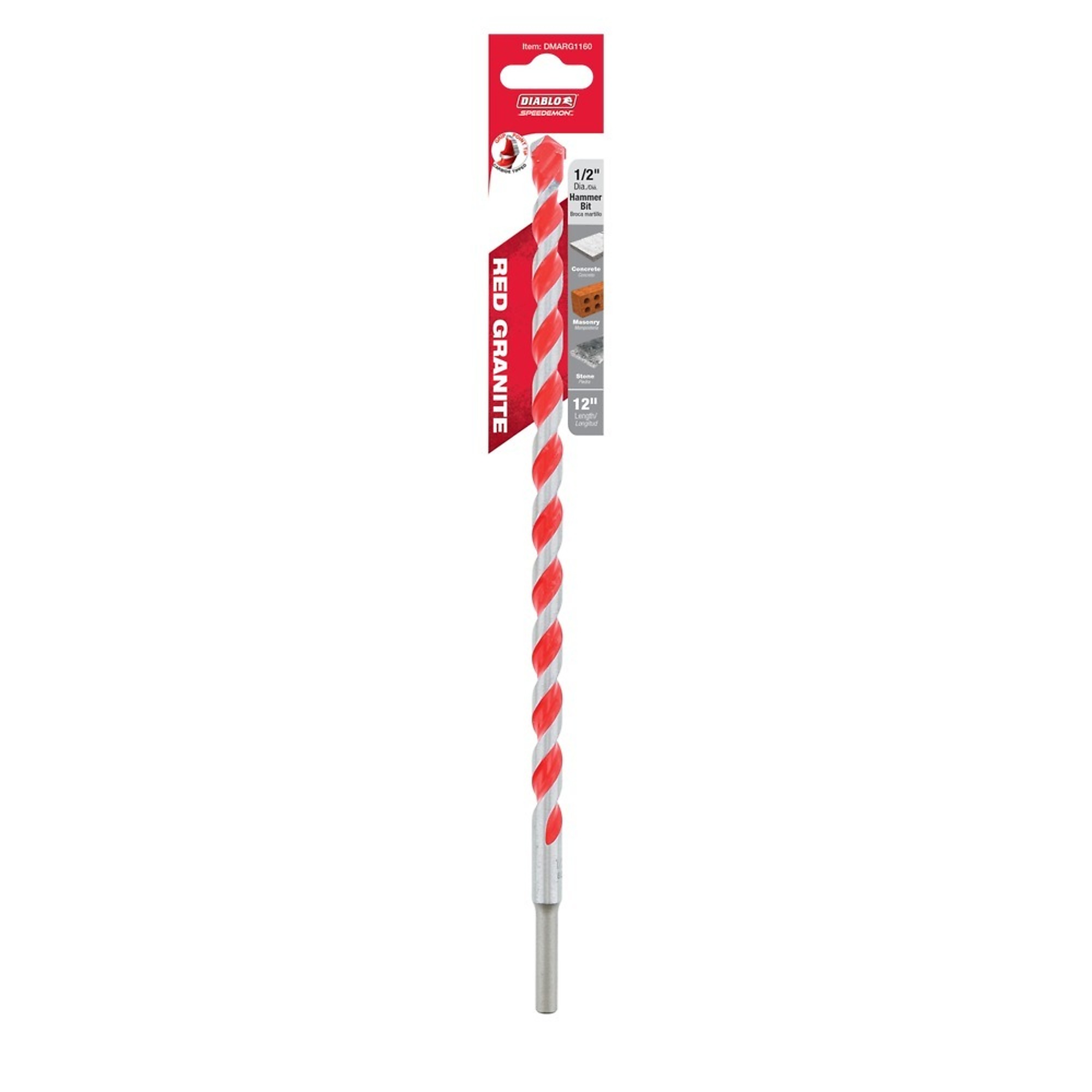 Diablo Tools, 1/2x10x12 Carbide Tipped Hammer Bit, Included (qty.) 1, Model# DMARG1160